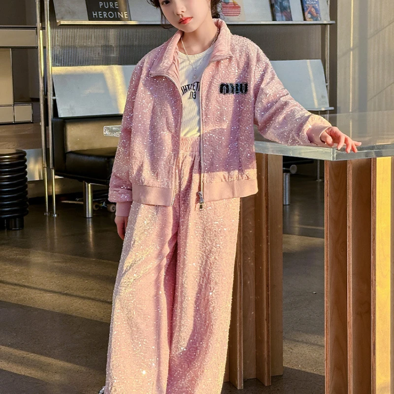 Костюм для девочек новинка 2024 спортивная одежда в западном стиле отдыха