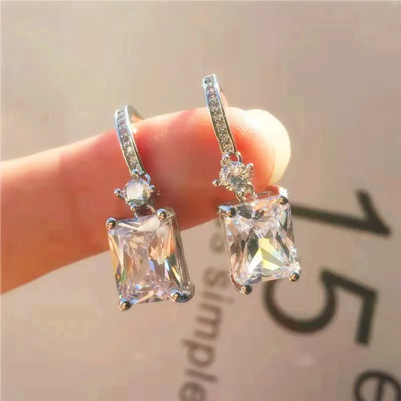 

Fashion Drop Earring Crystal Zirconia Bridal Wedding Dangle Earrings for Women Birthday Party Anniversary Gift Jewelry Pendiente