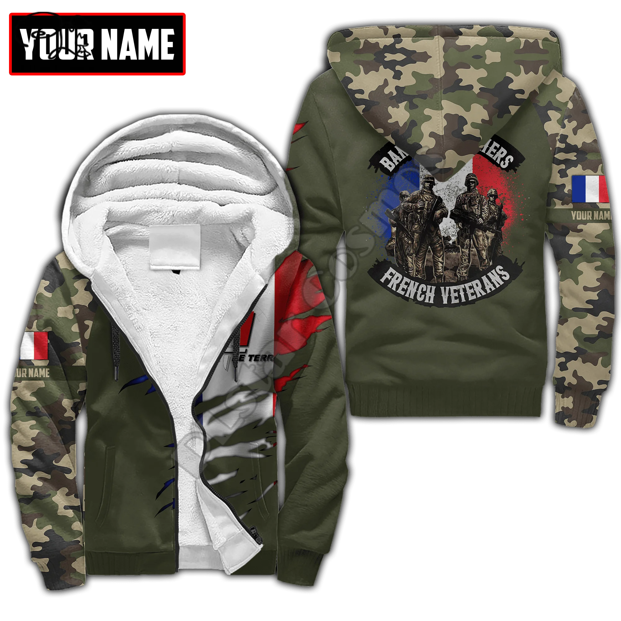 PLstar Cosmos France Republic 3D Print Fashion Winter Clothing Casual Warm Hood Thick Coat Zipper Man Fleece Hoodies Jacket F36