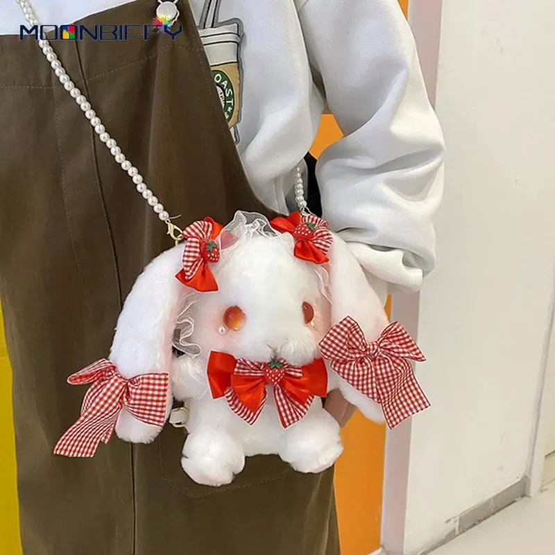 Bunny Lolita Shoulder Bag Cute Bunny Bag Messenger Bag Plush Lace Purse Bows Rabbit Doll Handbag Shoulder Bag