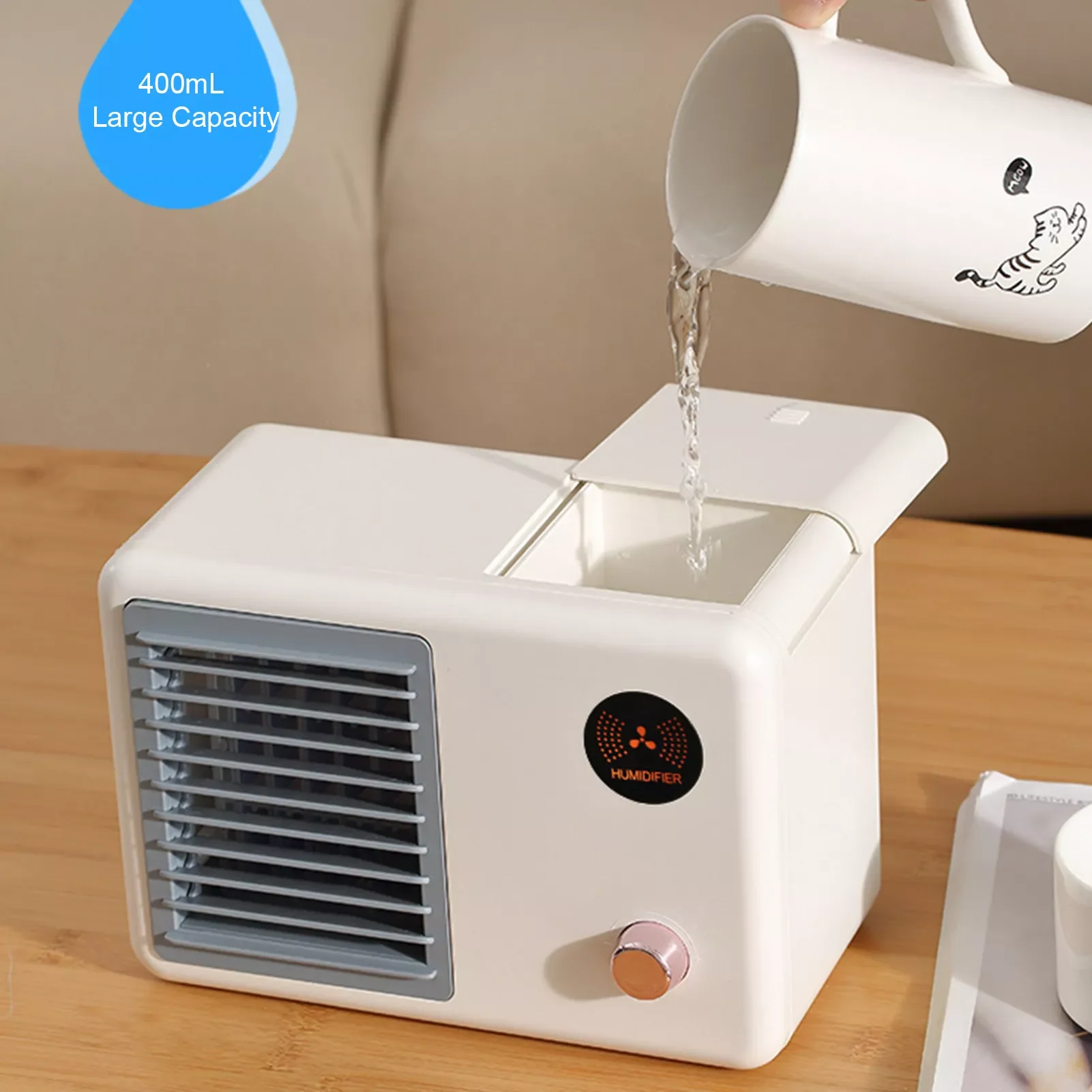 

NEW2023 Desktop Air Cooler Air Conditioner Fan USB Personal Fan Quiet Air Cooler Cooling Fan 3 Speeds Misting Fan for Home Room