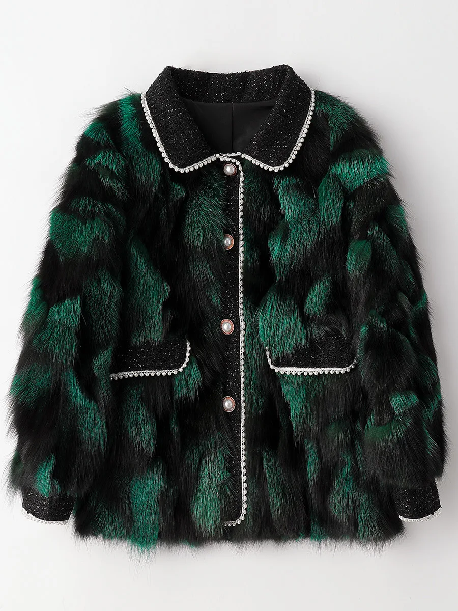 Short Fox Fur Women's Winter 2022 pearl button small fragrance fashion casual fur coat
