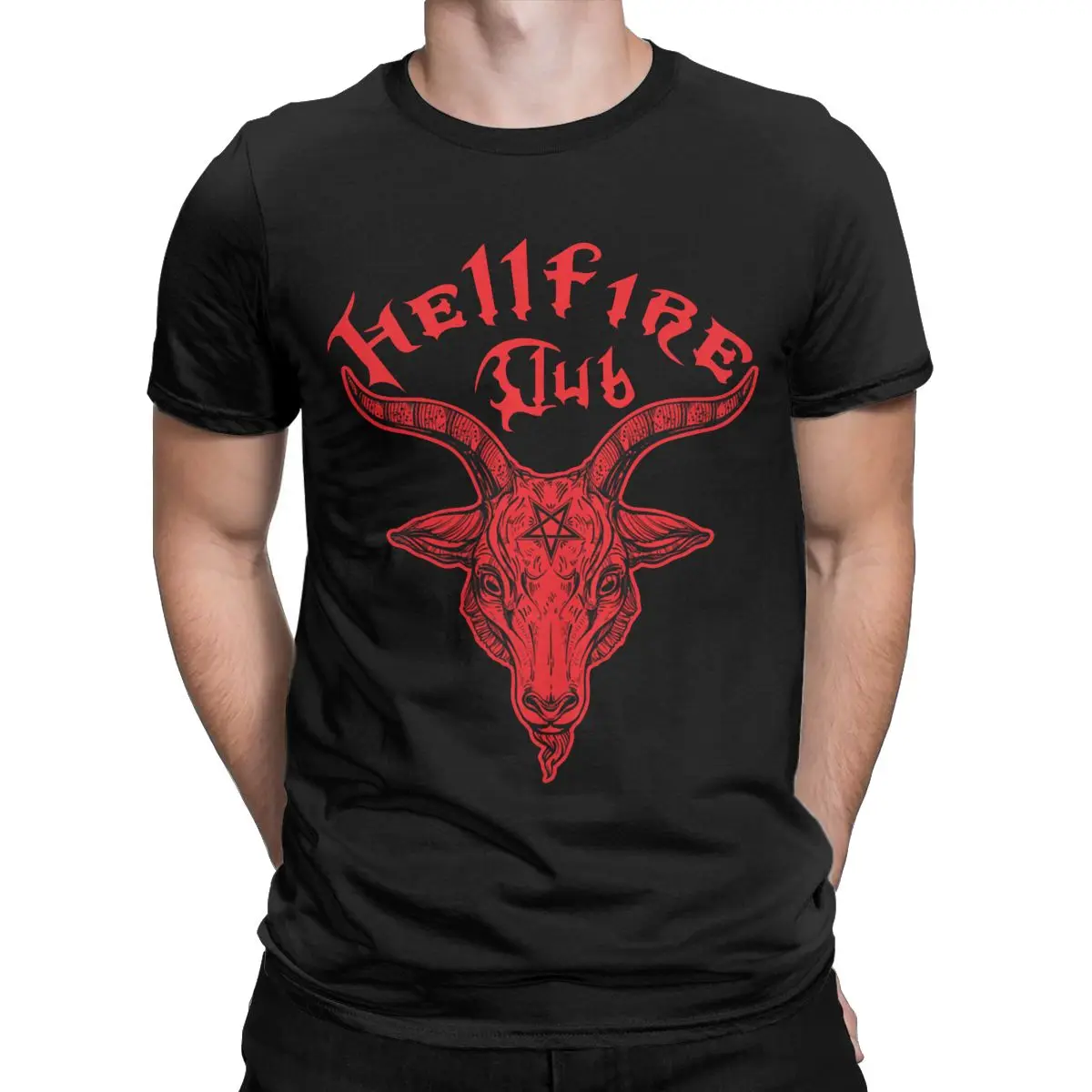 

Amazing Hellfire Club, Hellfire Club Men's shirt Crewneck Cotton T Shirt Stranger Things Short Sleeve Tee Shirt Party Clothes