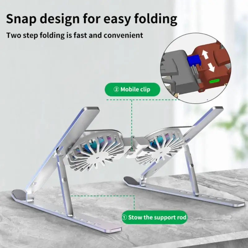 

With Cooling Fan Computer Bracket Aluminum Alloy Desktop Holder Ergonomic Adjustable Notebook Stand For Macbook Lenovo Dell
