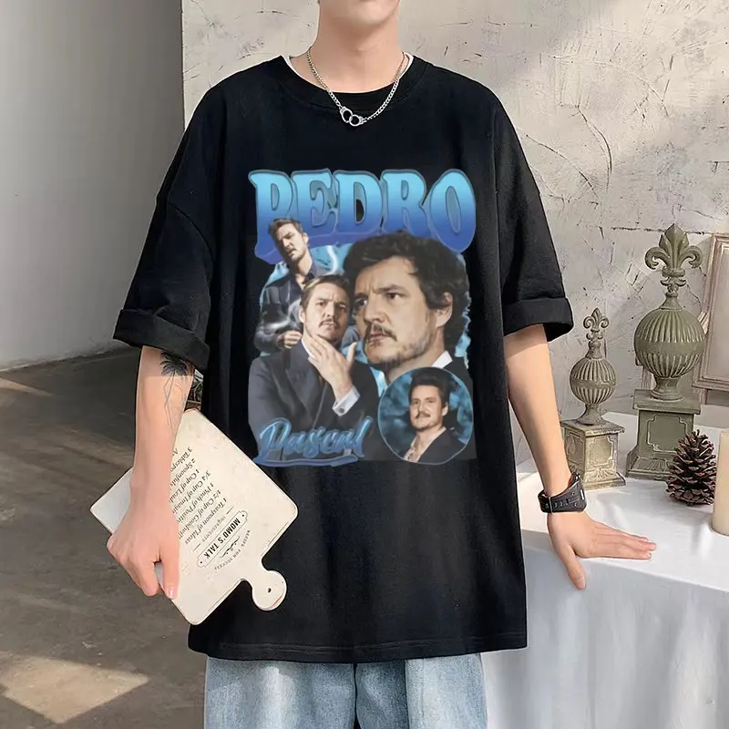 

Vintage TV Actor Pedro Pascal Graphic T-shirts Short Sleeve Men Women Casual Oversized T Shirt Male Fashion Harajuku Streetwear