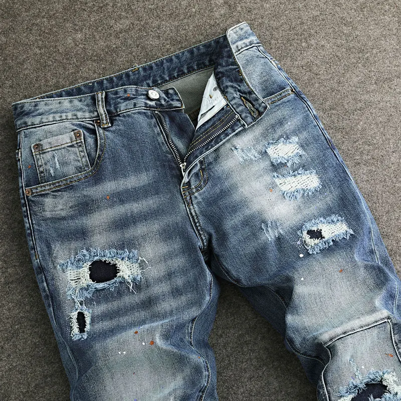 Новый модельер в итальянском стиле мужские эластичные облегающие джинсы с