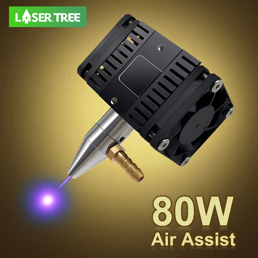 LASER TREE 80W High Power Laser Module with Dual Fans Air Assist Laser Kit CNC TTL Module for Laser Cutting Machine Wood Tools