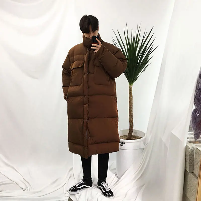 Winter Jacket Men Warm Fashion 4 Colors Casual Oversize Long Coat Men Korean Loose Thick Down Jacket Mens Overcoat M-3XL