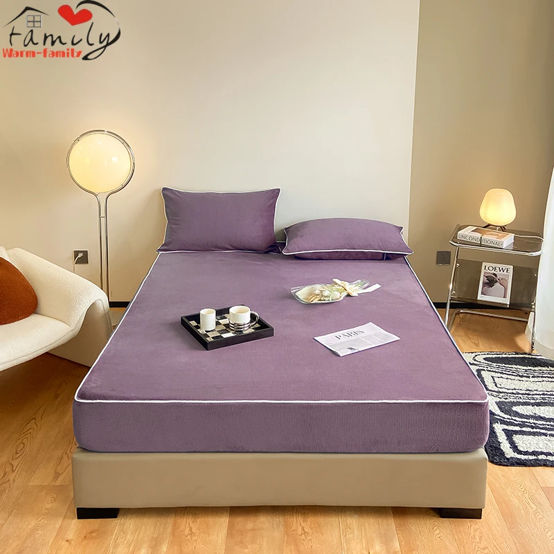 

Super Soft Milk Velvet Fitted Sheet High Beauty Versatile with Elastic Bands Non Slip Adjustable Mattress Protector 150/180cm