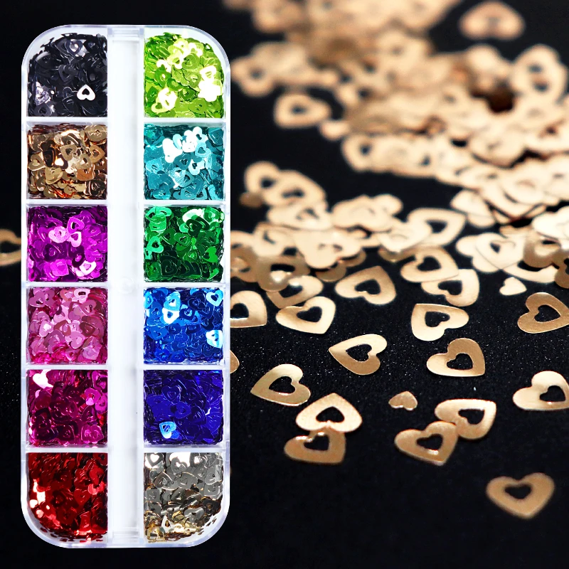 

Valentines Hollow Love Heart Sequins Resin Silicone Mold Fillings Nail Art DIY Accessories Slime Filler Jewelry Making Supplies
