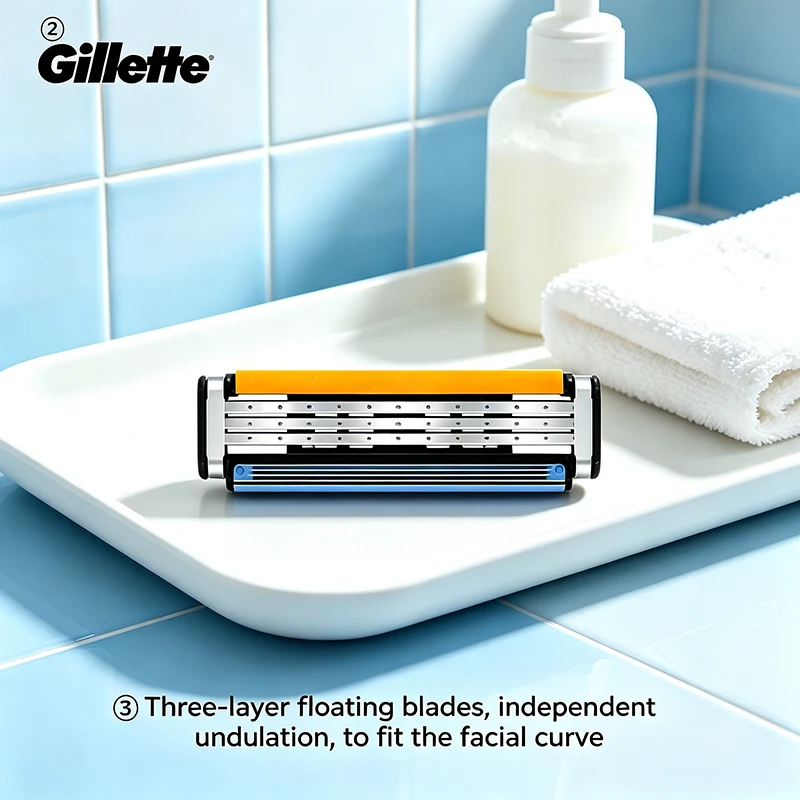 Фото Бритва Gillette A314WF с нескользящей ручкой, полностью моющаяся, для домашнего использования, мужская, с трехслойной плавающей бритвенной головкой №3