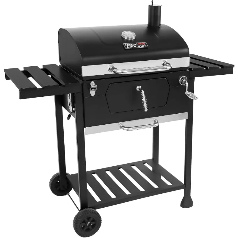 

CD1824EN 24” Charcoal Grill Outdoor Smoker with Side Tables Backyard Griller Party BBQ Picnic Patio Cooking, Black