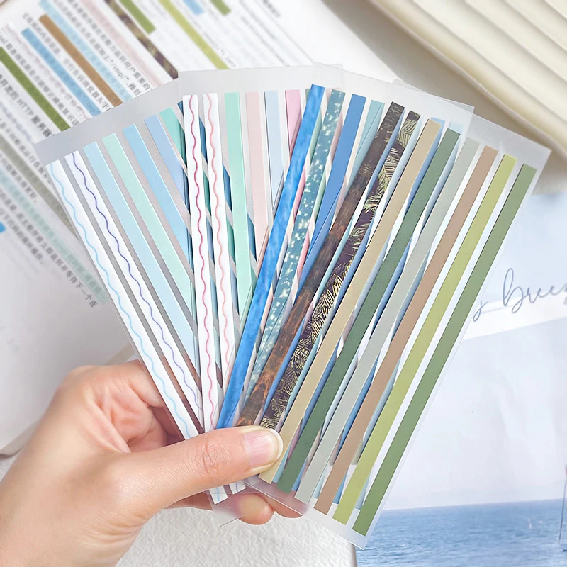 

160Sheets Color Slim Strip Self Adhesive Memo Pad Sticky Notes PET Waterproof Index Stickers Office Classification Markers