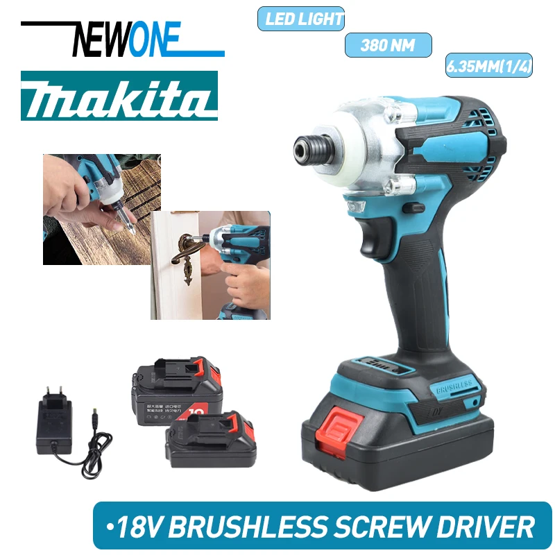 NEWONE 380N.M Brushless Cordless Electric Screw Driver 1/4 inch Power Tools Compatible For Makita 18V Battery