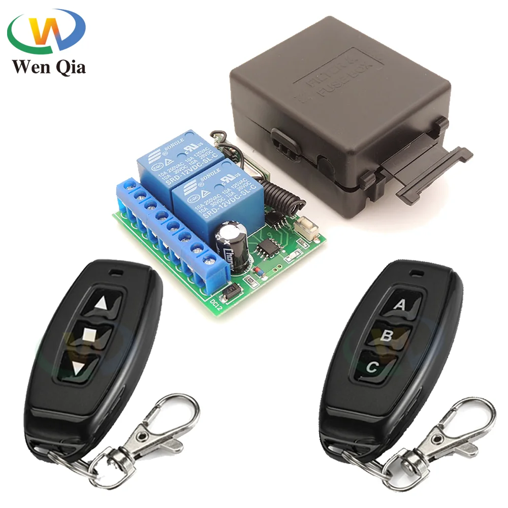 

433MHz Wireless rf Remote Control Switch DC12V 2Channel Relay Receiver for Garage Controller\ Lighting\ Electric Door Controller