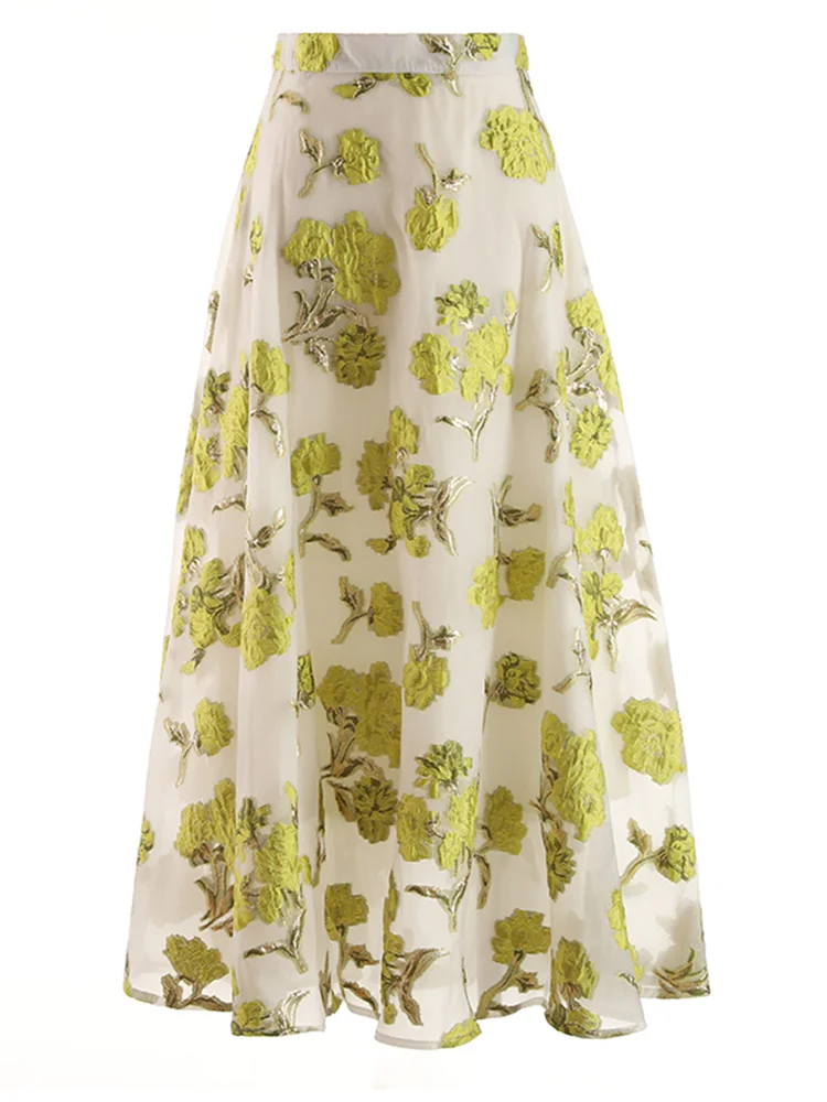 

Женская юбка с высокой эластичной талией, черная элегантная юбка с вышивкой, модная новинка, весна-осень 2023, M407