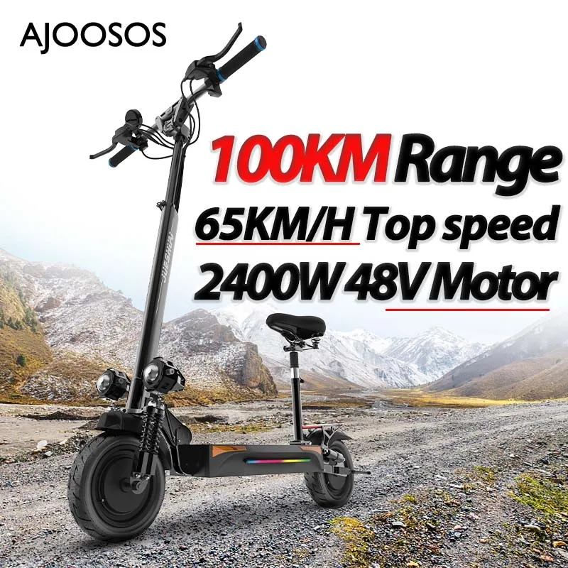 

AJOOSOS X900 Electric Scooter 100 KM Long Range Electric Scooter Adults 26Ah Lithium Battery 65KM/H 2400W Dual Motor E Scooter