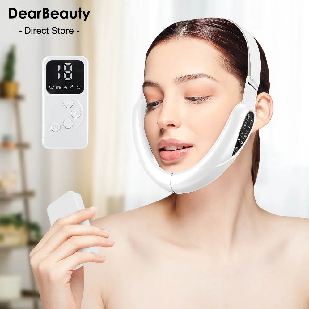 

Facial Lifting Device LED Photon Therapy Facial Slimming Vibration Massager Double Chin V Face Shaped Cheek Lift Belt Machine