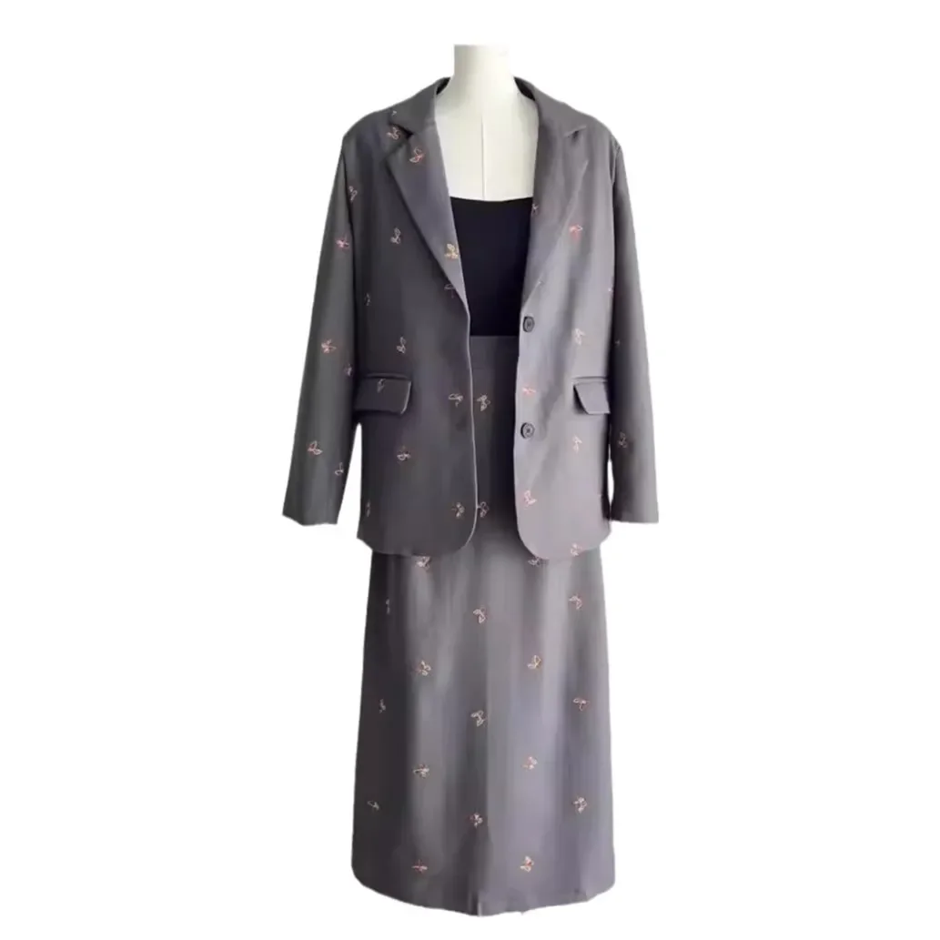 LiixuОсенняя элегантная элитная куртка Feelsuit утягивающая юбка с высокой талией