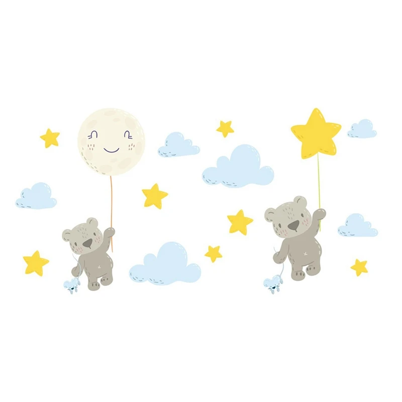 

Flying Bear Wall Stickers Watercolor Nursery Wall Decals DIY Cartoon Animal Neutral Wall Decoration For Kids Room