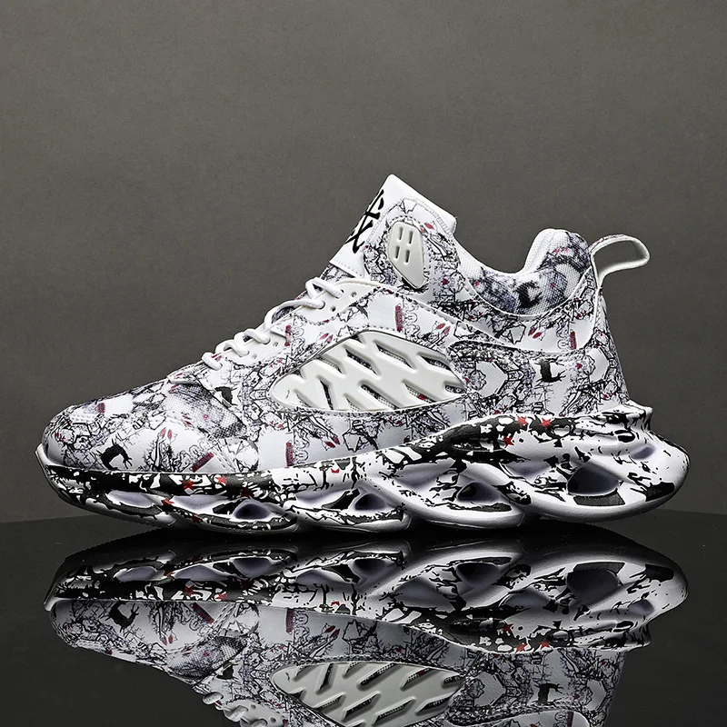 2023 Sports Men's Shoes Superstar Fashion Print High-top Men's Casual Shoes Men's Vulcanized Graffiti Board Running Shoes