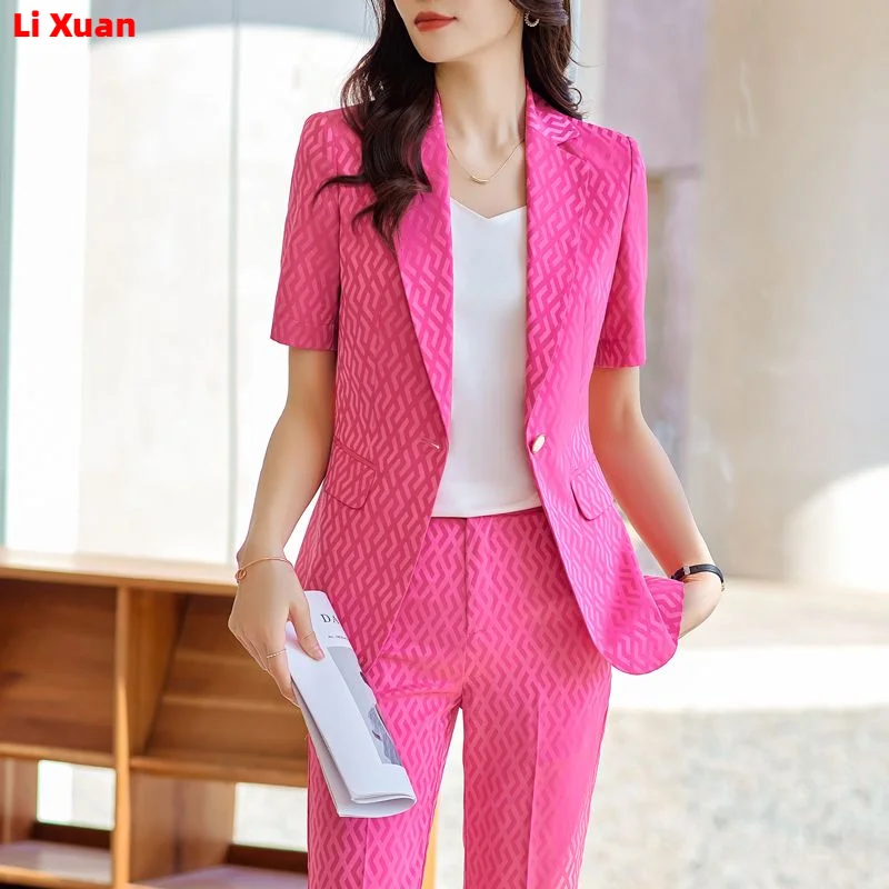 Superior Quality summer Formal Ladies Fashion Blazer Women Business Suits with Sets Work Wear Office Casual Pants Jacket Suit