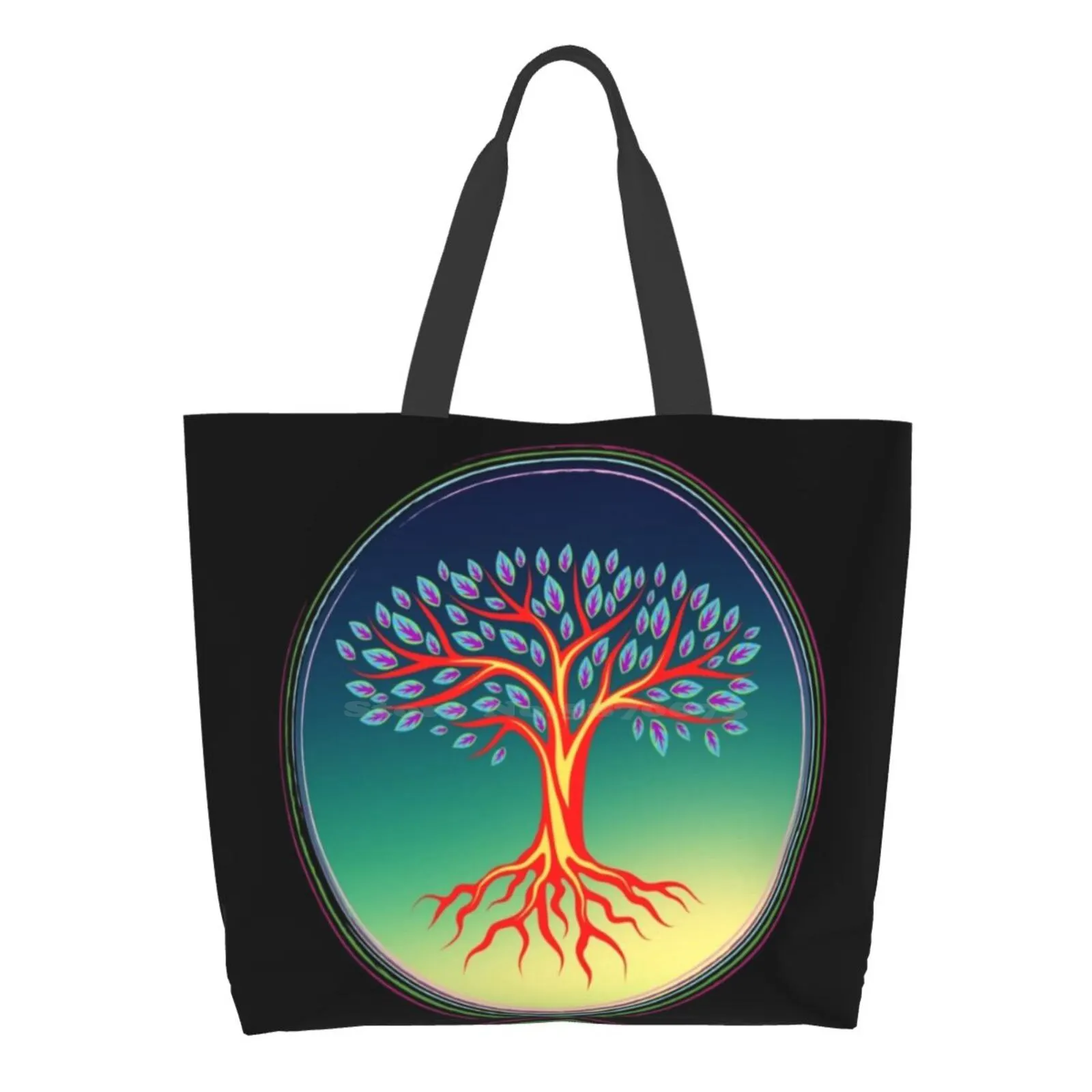 

Ground Yourself Chakra Zen Tree Printed Casual Tote Large Capacity Female Handbags Tree Vibrant Bright Calm Grounding Zen