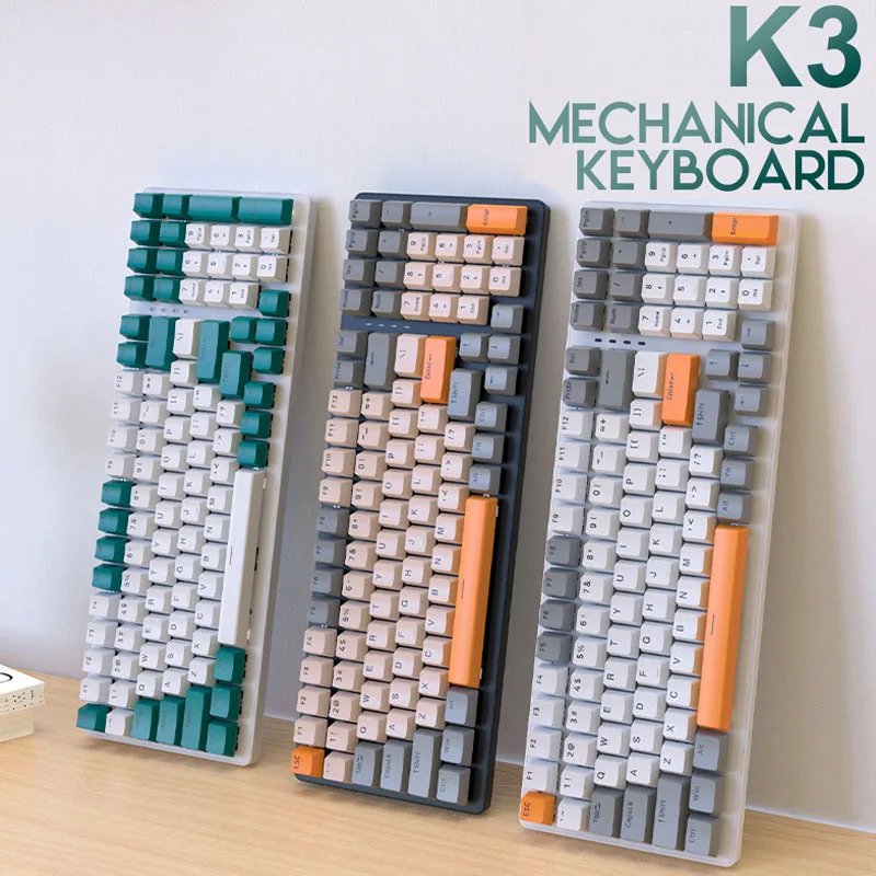 K3 Hotswap Keyboard Keys Green Axis for Mechanical Mini Pc Custom Two Color Keycaps Gaming Laptops Switches Gamer Keyboard RGB