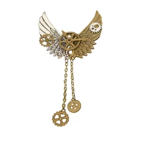 retro steampunk wings brooch pins tassel chain badge men shirt suit collar female scarf buckle corsage brooches jewelry