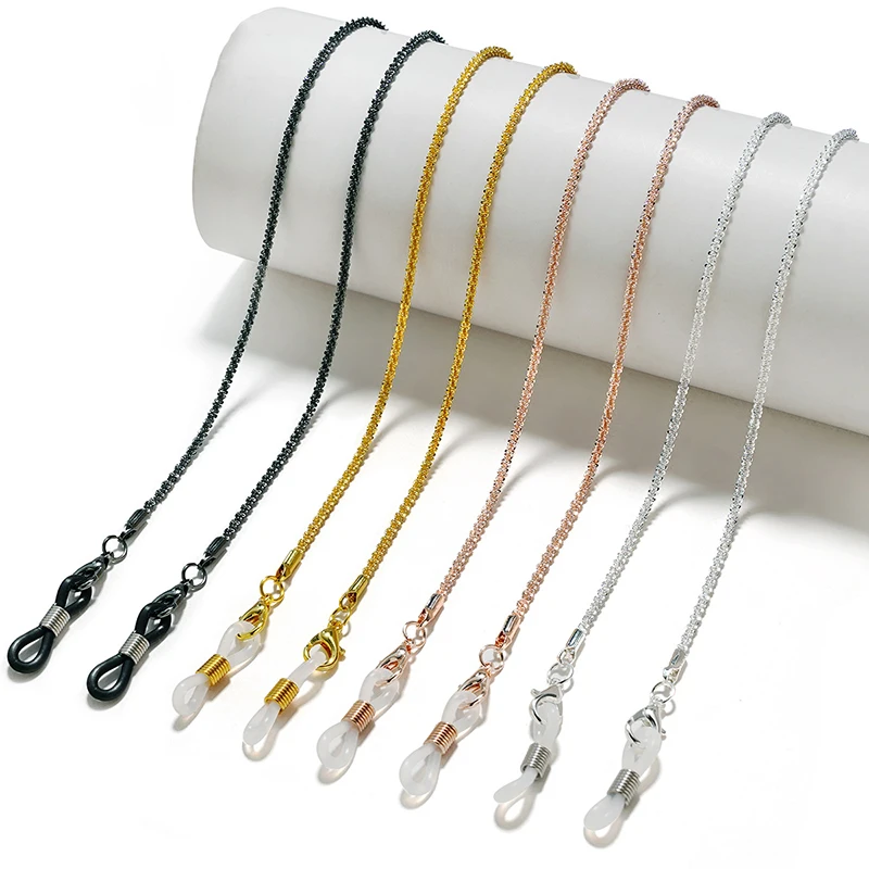 Цепочка для очков с блестящими линзами женская шнур из нержавеющей стали защитой
