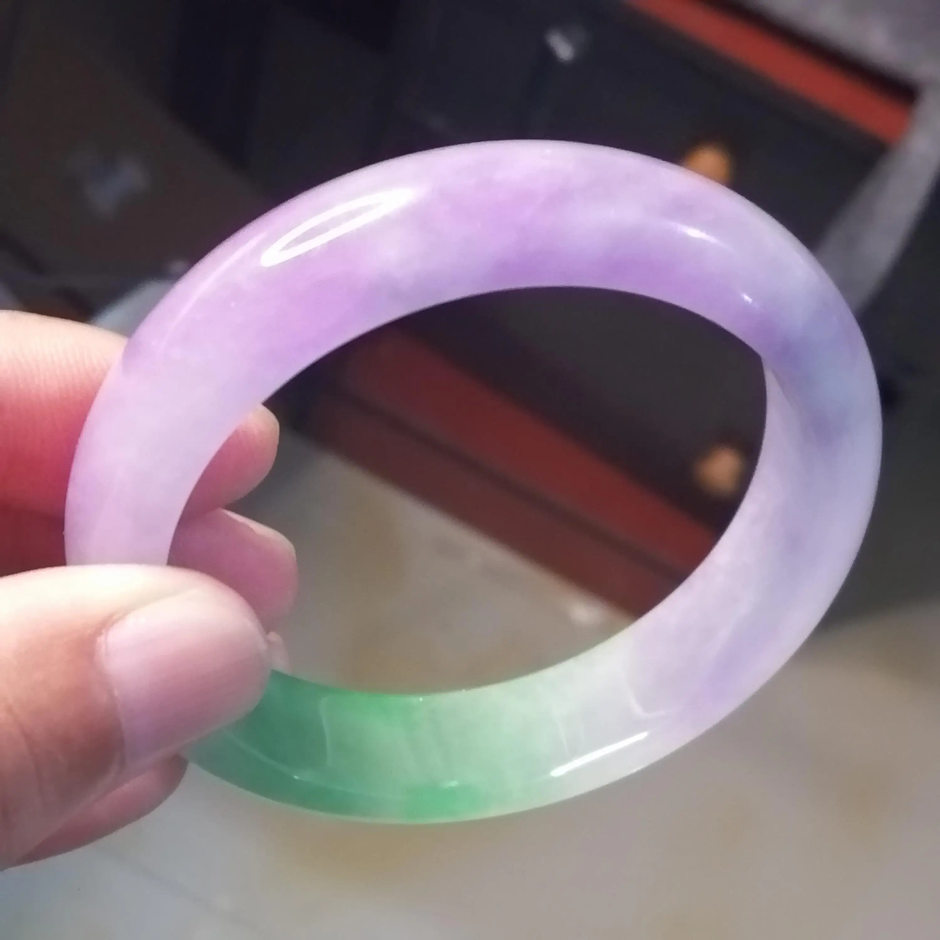 

Certified Jade Bangles Green Purple Two-color Myanmar Jadeite Jewelry 100% Grade A Burma Jades Stone Bangle Girlfriend Mom Gifts