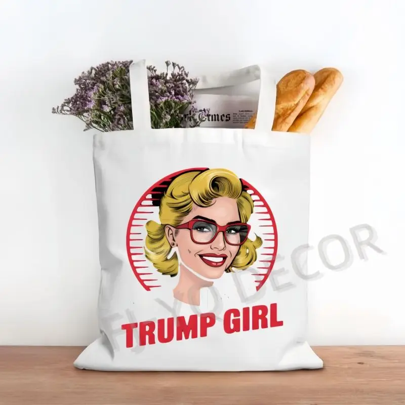 Экологичная Женская Холщовая Большая Сумка Из Полиэстера С Принтом Da Ya Trump