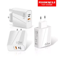 65w gan fast charger usb c pd quick charge3 0 adapter usb phone charger type c pd universal wall for iphone 13 12 11 macbook pro
