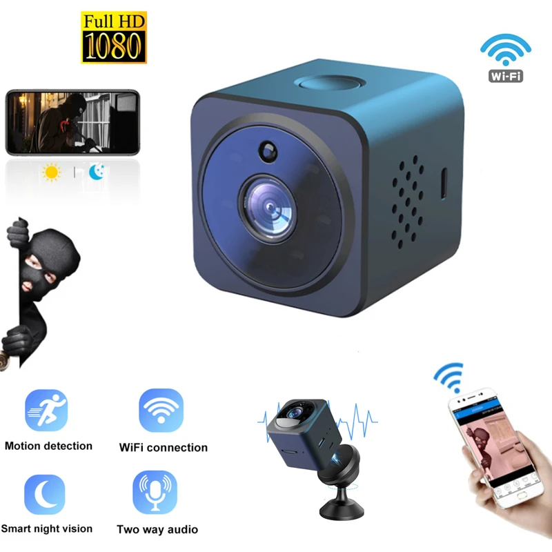 

Умная мини-камера с Wi-Fi, удаленным беспроводным мониторингом, 1080p, Ip-камера, камера ночного видения, камера видеонаблюдения с защитой