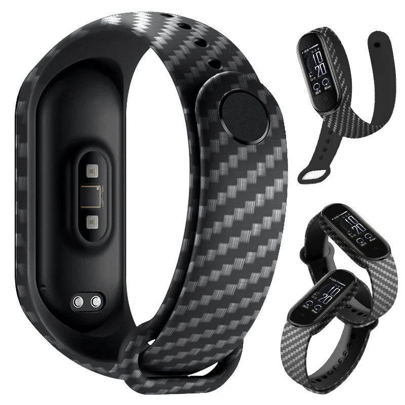 

Watch Strap for Xiaomi Band 6 5 Wriststrap Carbon Fiber Replacement Straps for Miband Mi Band 3 4 TPU Band Bracelet Watchband