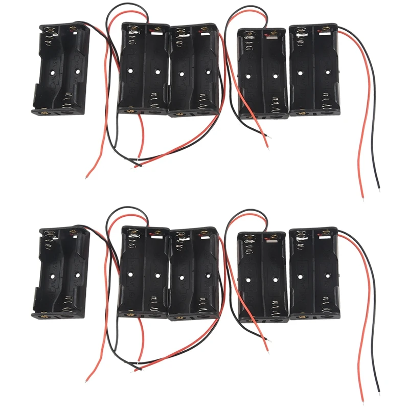 

10 Pcs 2 X 1.5V AA Battery Holder Case Box Black W Wire Leads