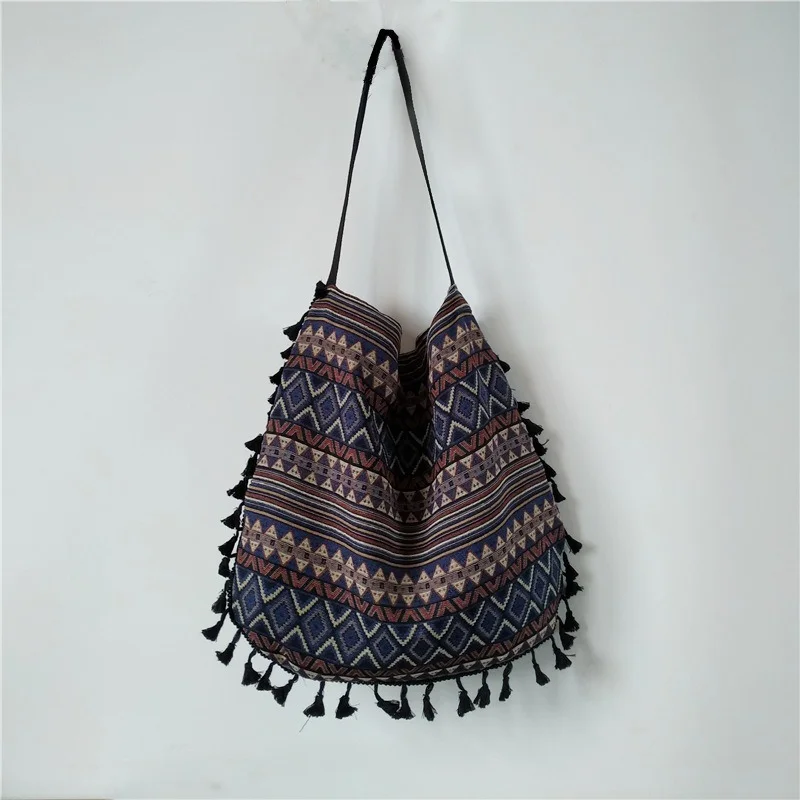 New Vintage Bohemian Fringe Shoulder Bag Women Tassel Boho Hippie Gypsy Fringed Women's Handbags Open Bag Bags