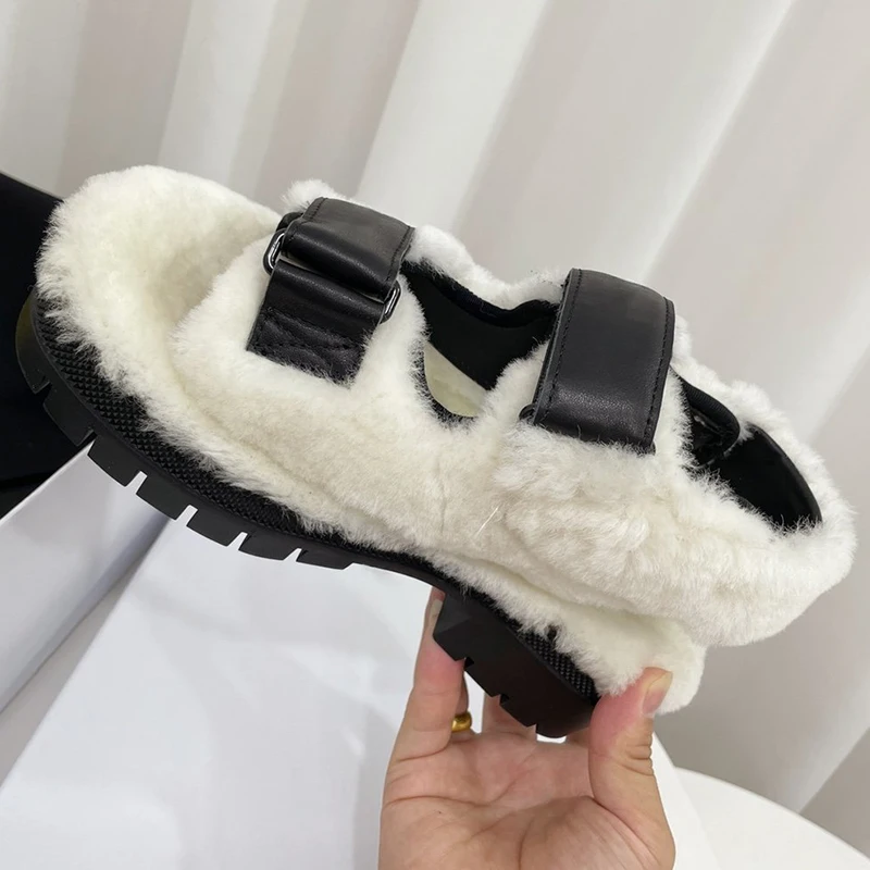 

Сандалии женские с открытым носком, плюшевые тапочки на толстой подошве, модная удобная обувь, весна-осень 2023