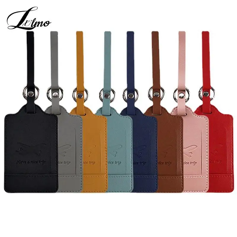 

1PC Portable PU Leather Luggage Tag Suitcase Identifier Label Baggage Board Bag Tag Name ID Address Holder Travel Passport Card