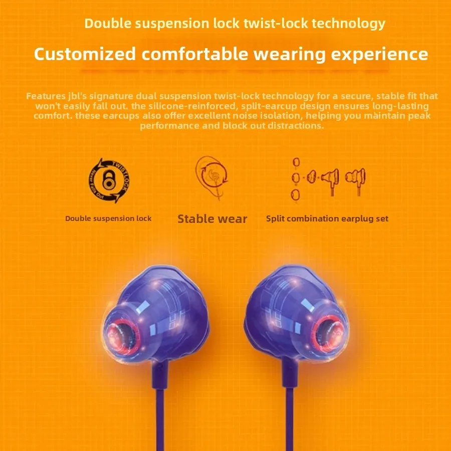 Фото JBL JBL QUANTUM 50, официально авторизованные проводные наушники-вкладыши со встроенным микрофоном, аудиодиапазон высокого разрешения для спортивных игр, прослушивание музыки №3