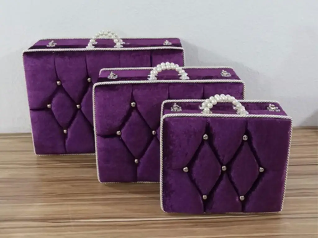 

Land Of dowry Quilting 3 Pcs Dowry Bag Damson