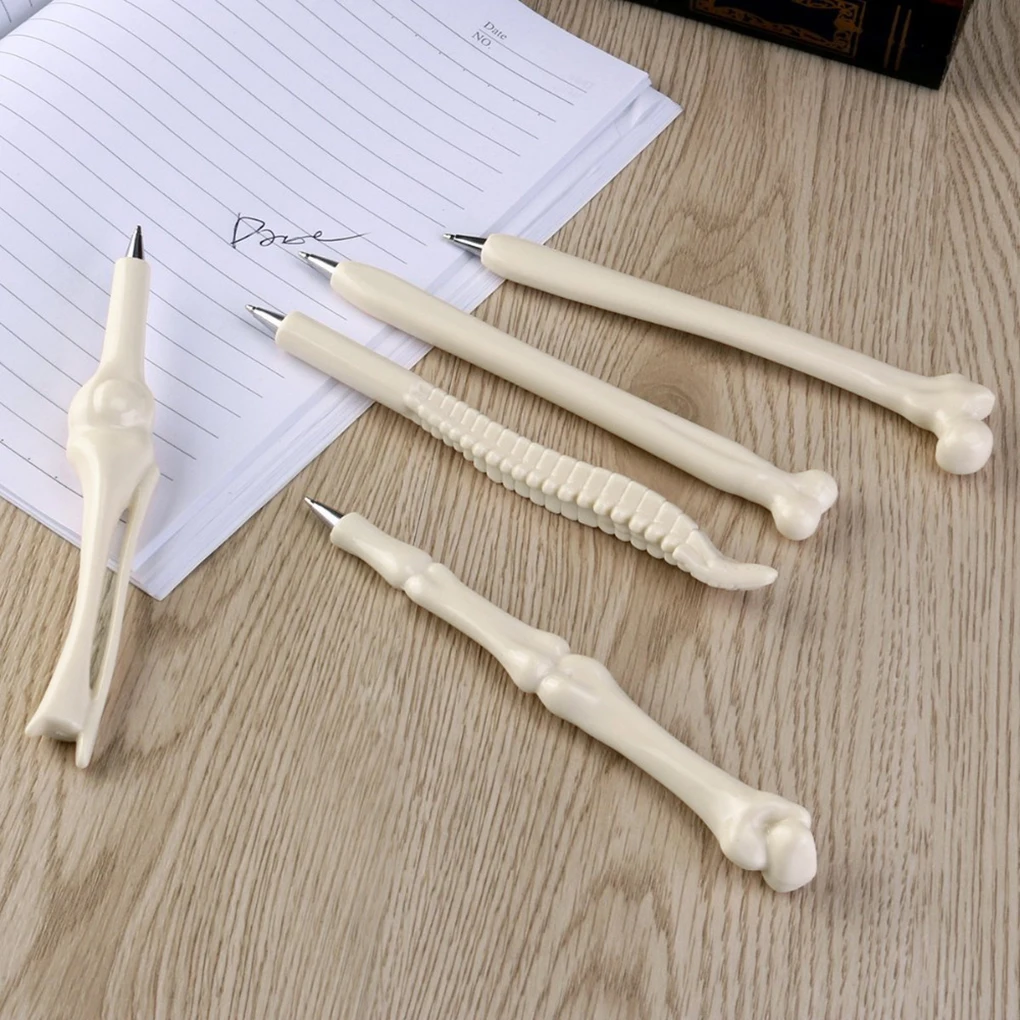 

5pcs Lifelike Bone Shaped ABS Plastic Ballpoint Pens 0 7mm Pen Point Blue Ballpen School Stationery Supplies
