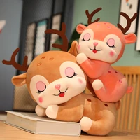 new cute face soft sika deer plush toy stuffed cartoon animals sleeping elk deer lying pillow cushion christmas gift for baby