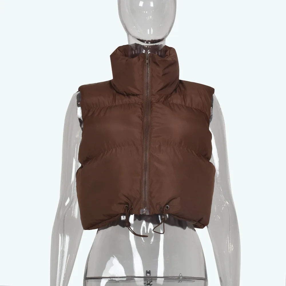 2021 Autumn New Double Face Wear Cotton Short Vest Zip Up Sleeveless Straps All-match Fashion Bubble Puffer Coat