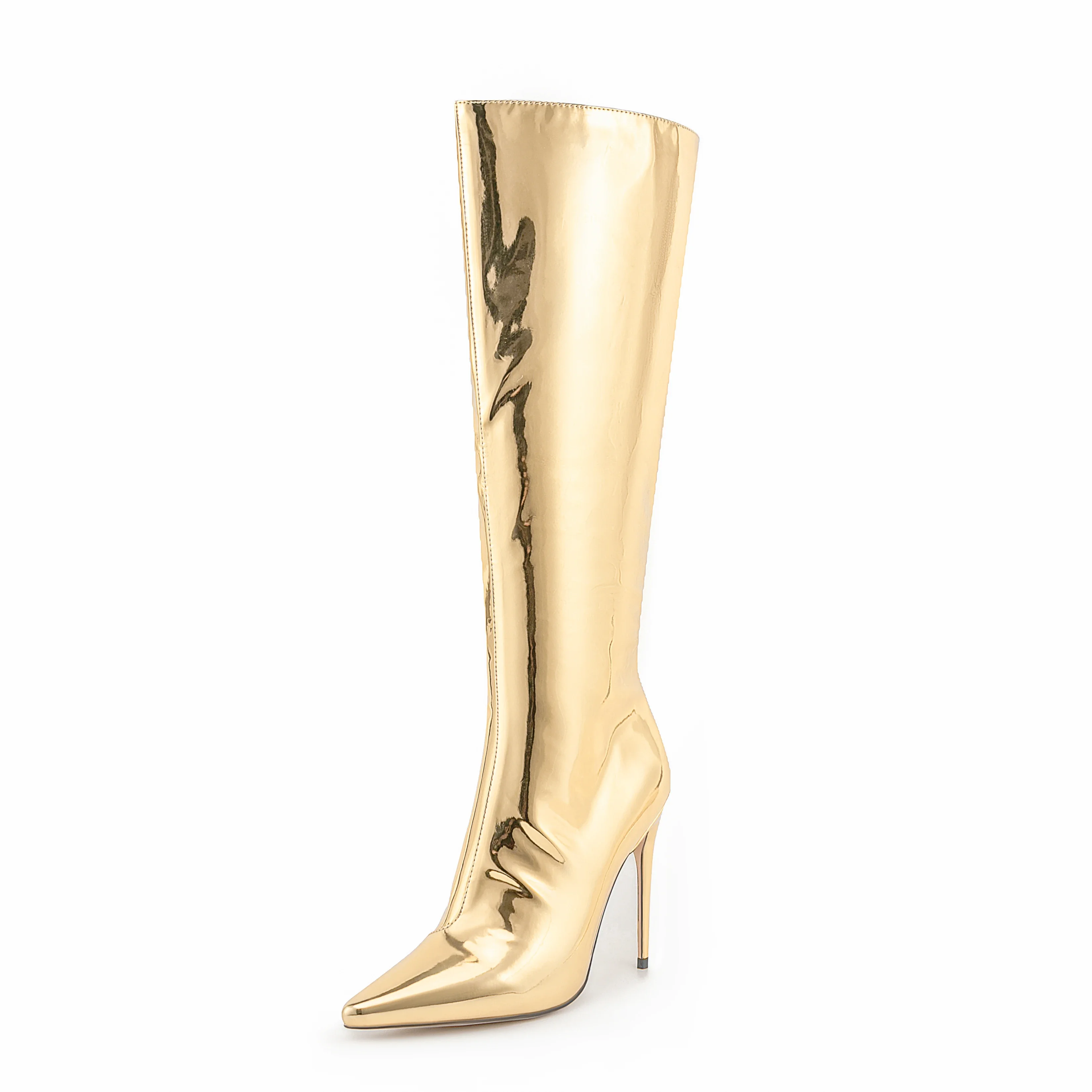 Arden Furtado 2024 зеркальные кожаные ботинки с острым носком тонкий каблук боковая