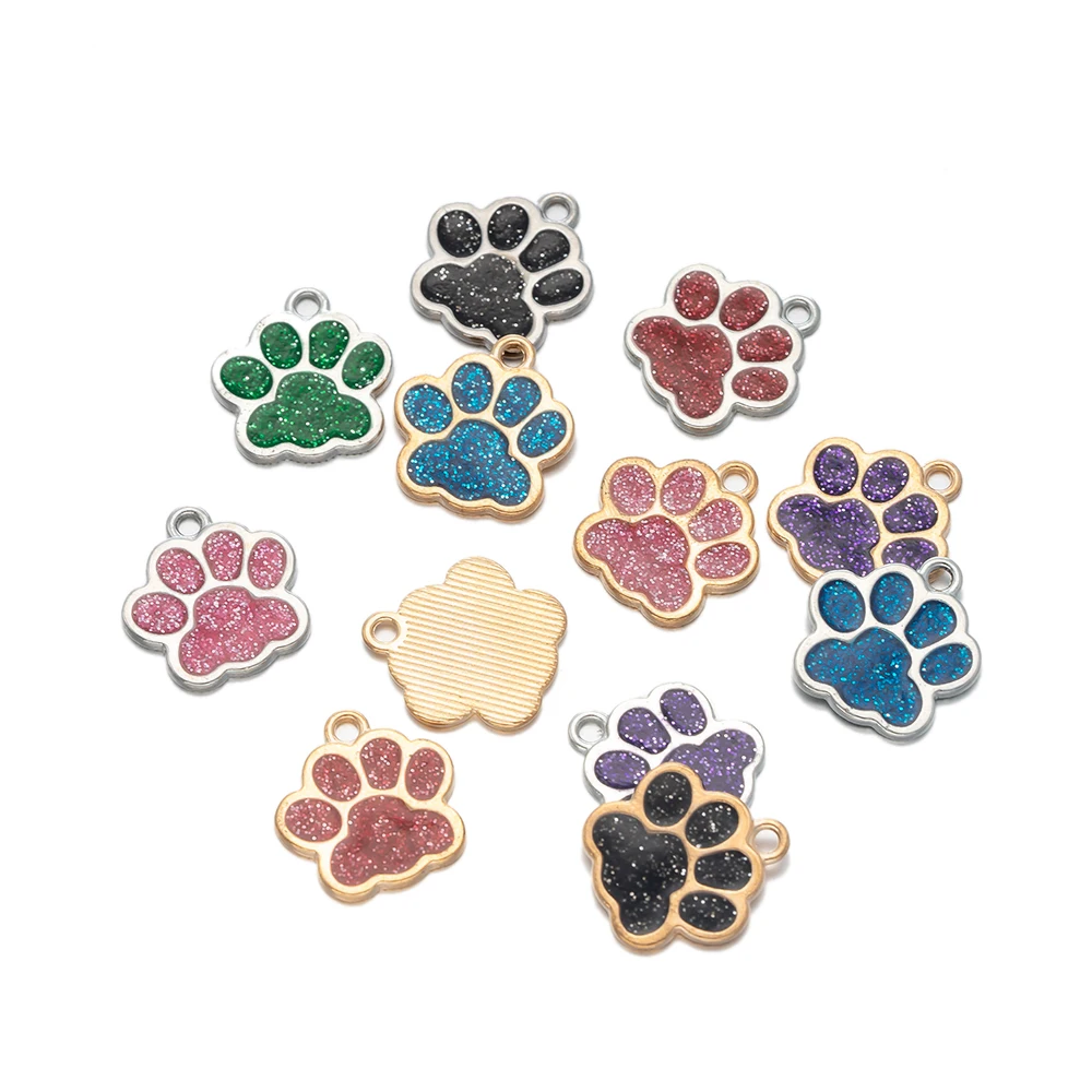 10 шт. металлические эмалированные Подвески в виде собачьих лап