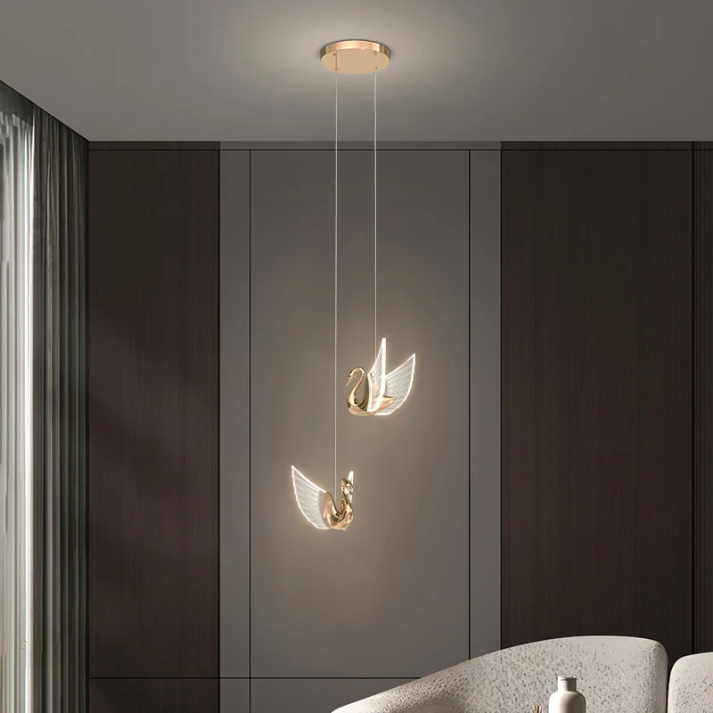 Простые скандинавские люстры, роскошные креативные подвесные светильники в виде лебедя для спальни, прикроватного столика, гостиной, столовой, домашний декор, Подвесная лампа