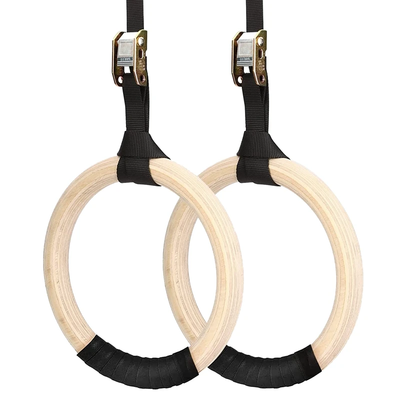 

Wooden Gymnastics Rings with Buckles Gymnastic Rings for Muscle Building Abdominal Training Strength Training