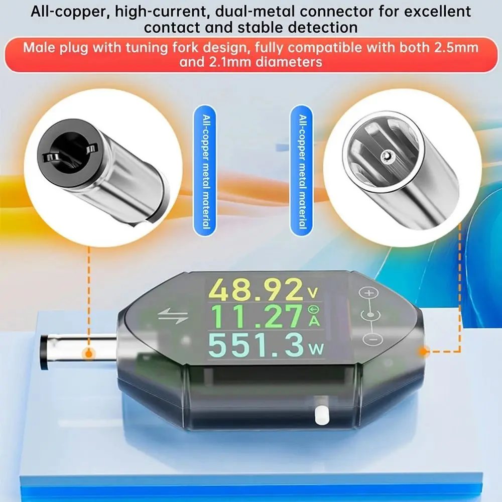 Фото Цифровой измеритель мощности ABS DT550 с высокоточным чипом, порт DC5.5*2.5, компактный миниатюрный вольтметр-тестер, анализатор постоянного тока №2