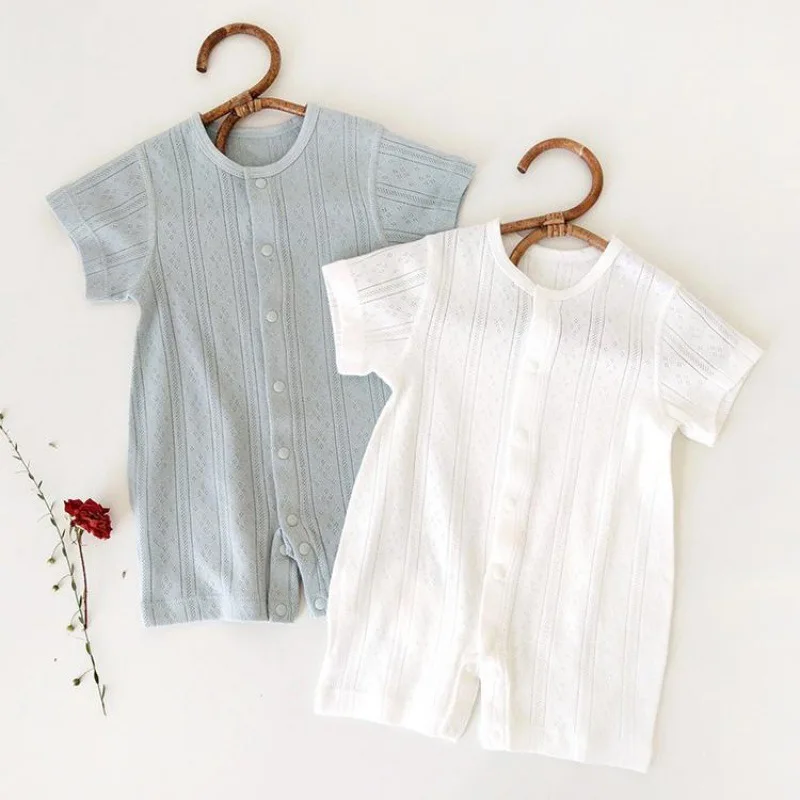 

2023 Newborn Baby Summer Thin Rompers Todder Soft Baby Girls Air-conditioning Pajamas Short Sleeve Boys Girls Jumpsuit
